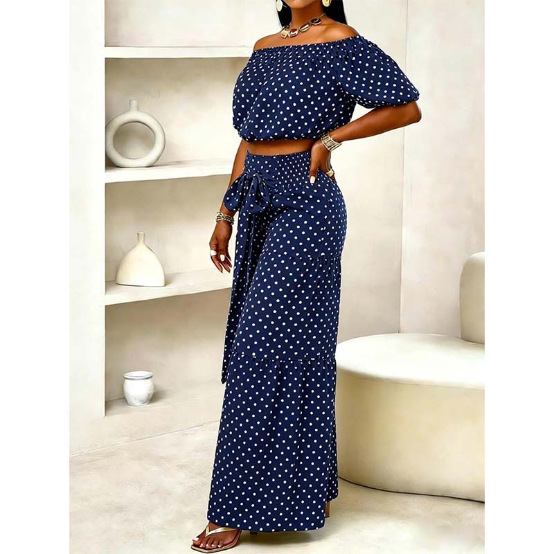 👗 50% OFF NOW! ⚫ Women's Off-Shoulder Polka Dot 2-Piece Set – Flirty top & matching shorts – lightweight & perfect for summer parties, vacations or beach days 🌊
