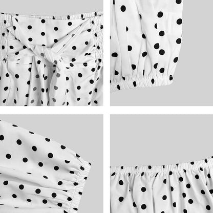 👗 50% OFF NOW! ⚫ Women's Off-Shoulder Polka Dot 2-Piece Set – Flirty top & matching shorts – lightweight & perfect for summer parties, vacations or beach days 🌊