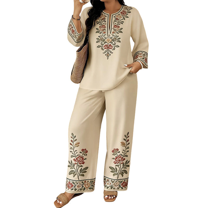 📢📢50% OFF !! ⏰ Women's Long Sleeve Blouse & Wide-Leg Trousers Set – Flowy, elegant & lightweight – perfect for work, brunch or travel – chic 2-piece style 🌸